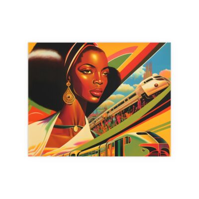Black Girl Follow Train - Indoor and Outdoor Silk Poster